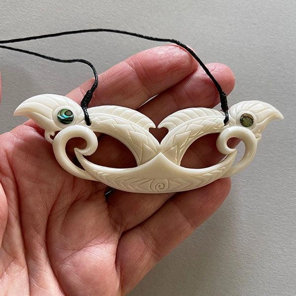 Tribal Maori Carved Bone Breastplate Necklace Authentic Spirit